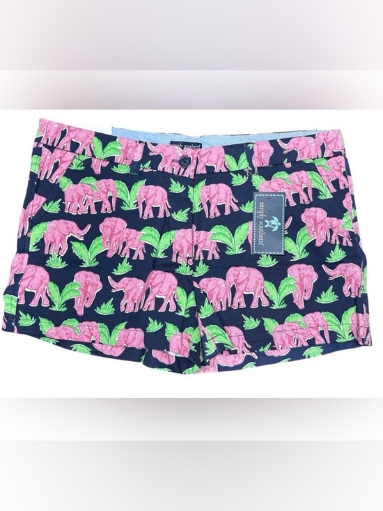 Simply Southern Women’s 3” Shorts Navy Blue Pink Elephants Green Size 10 NWT - Picture 6 of 7